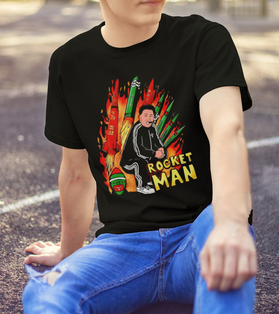 Penkmatters Rocket Man Kim Jong Un Parody With Red And Green Missiles T-Shirt