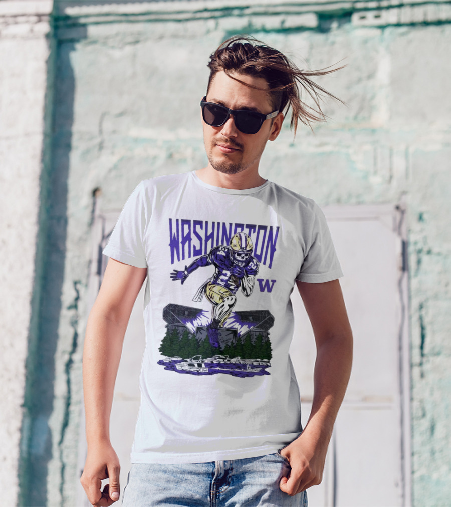 Washington Huskies Dawg Dash Immortal Football Stadium And Boats T-Shirt