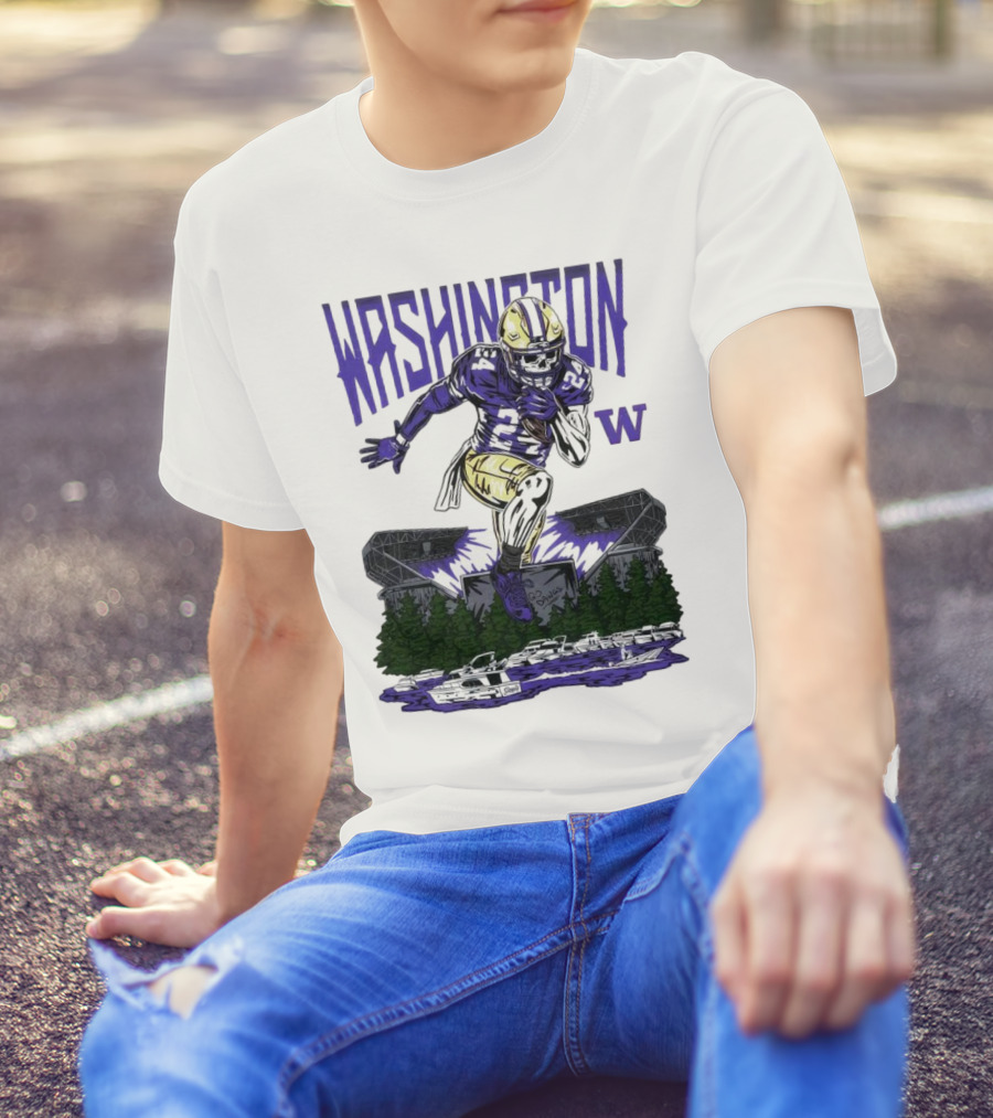 Washington Huskies Dawg Dash Immortal Football Stadium And Boats T-Shirt