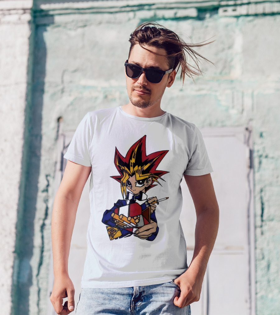 Yu-Gi-Oh Yugi Holding Cards With Millennium Puzzle T-Shirt
