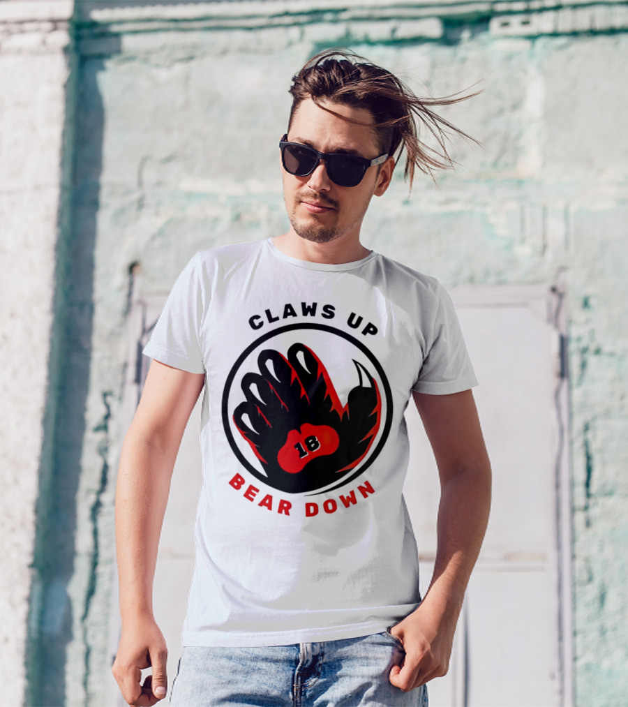 Claws Up Bear Down 18 Caleb Williams Chicago Bears T-Shirt