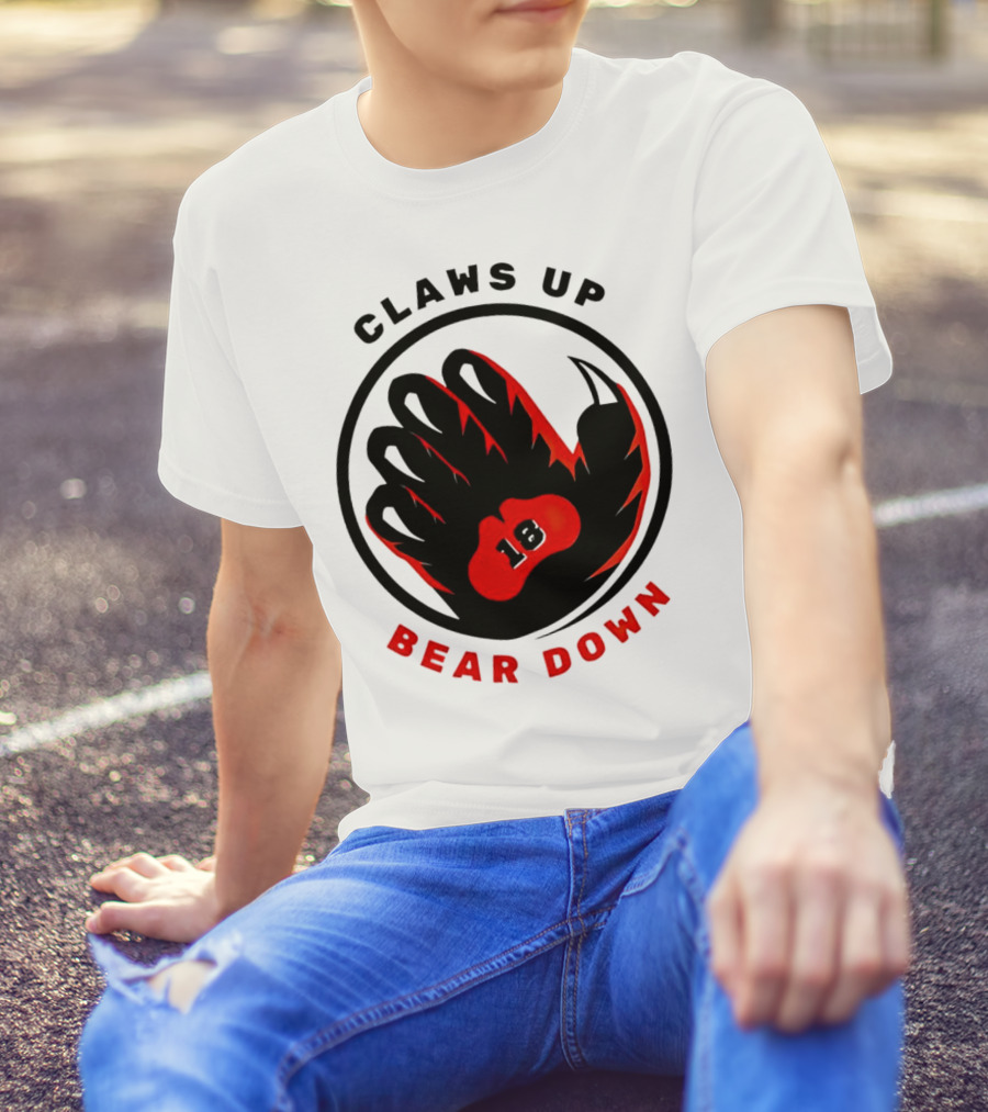 Claws Up Bear Down 18 Caleb Williams Chicago Bears T-Shirt