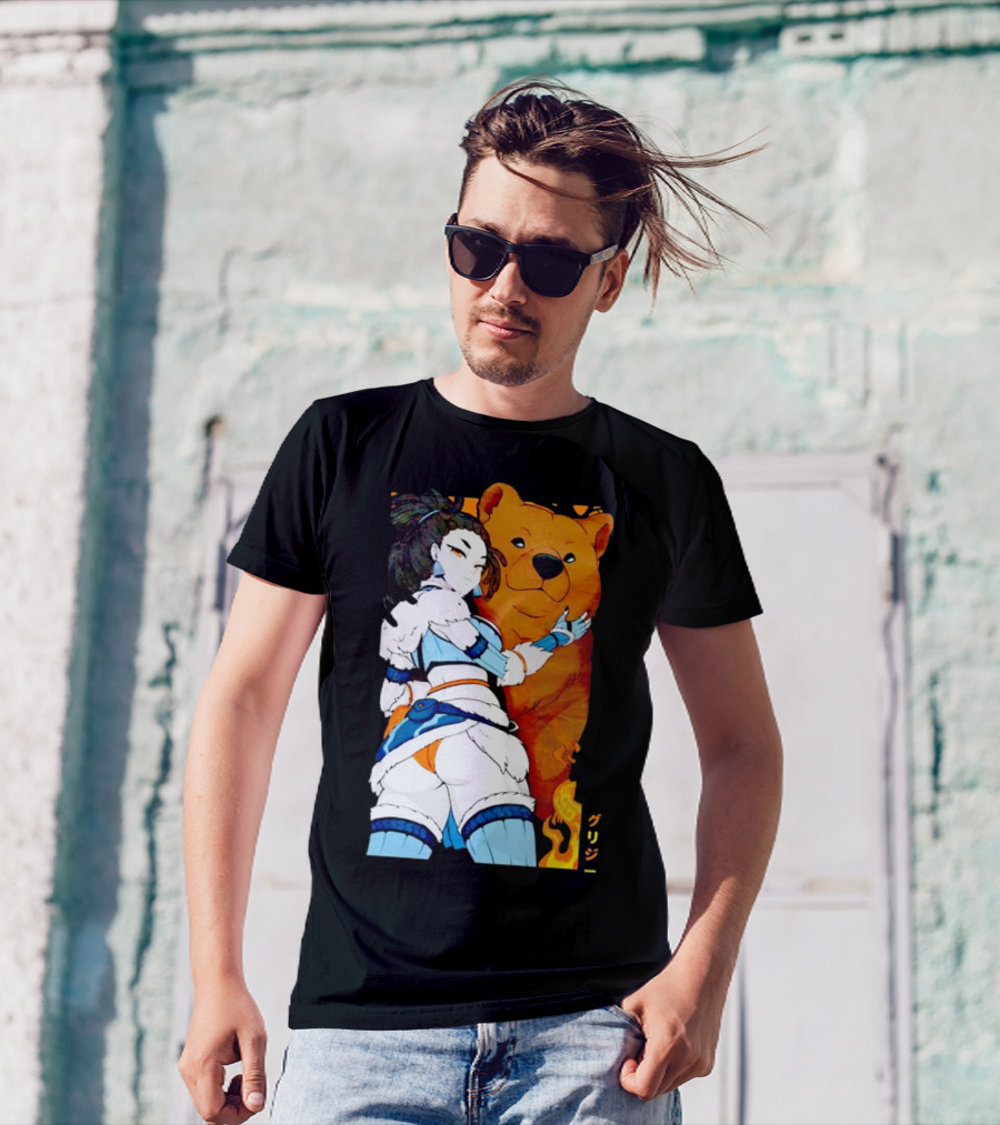 Grizzy X Gsupps Waifu Collab Anime Bear Fire T-Shirt