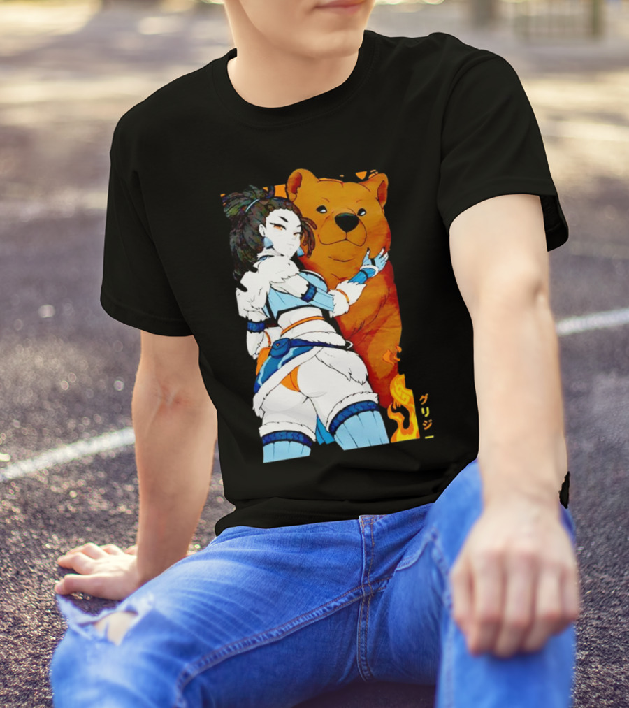 Grizzy X Gsupps Waifu Collab Anime Bear Fire T-Shirt