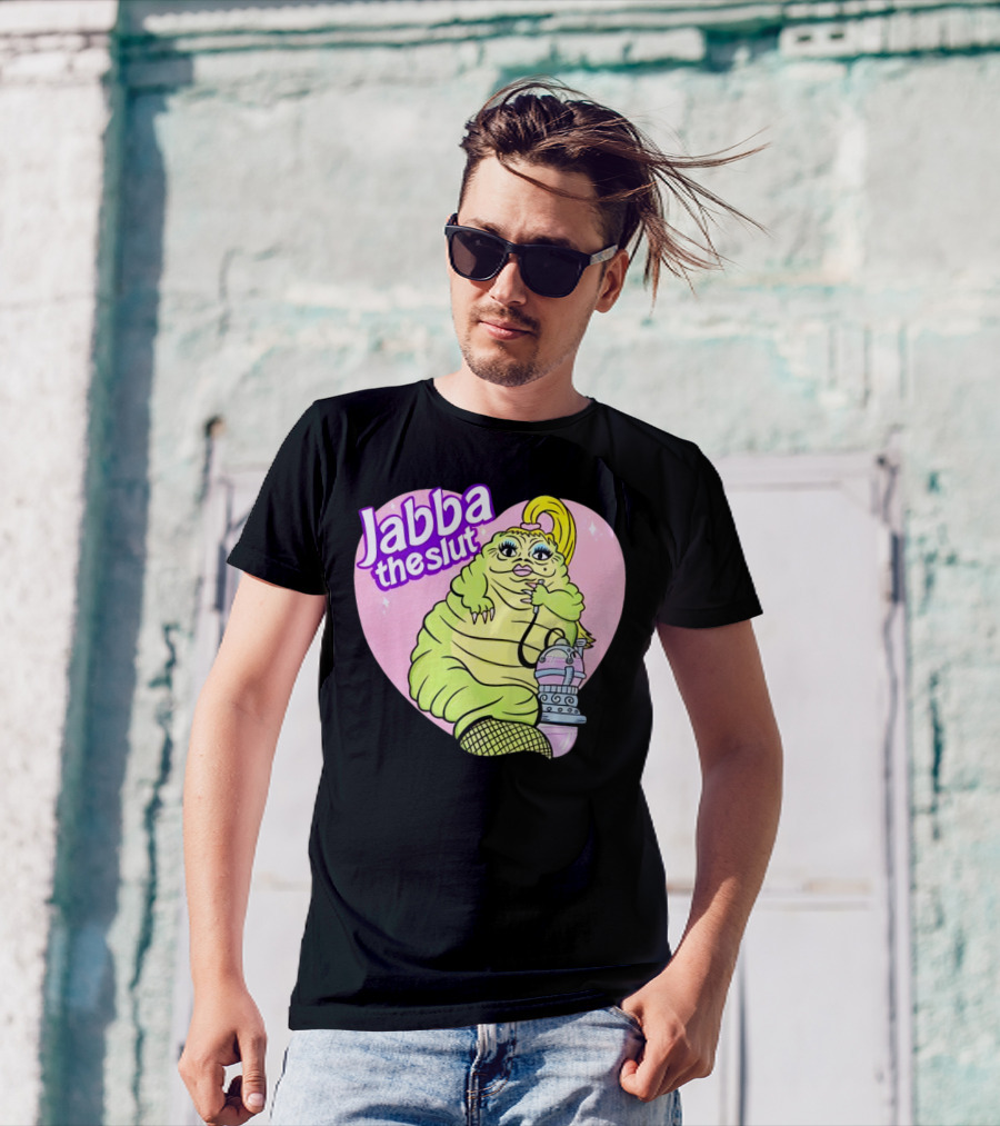 Jabba The Slut Parody Pink Heart Background T-Shirt