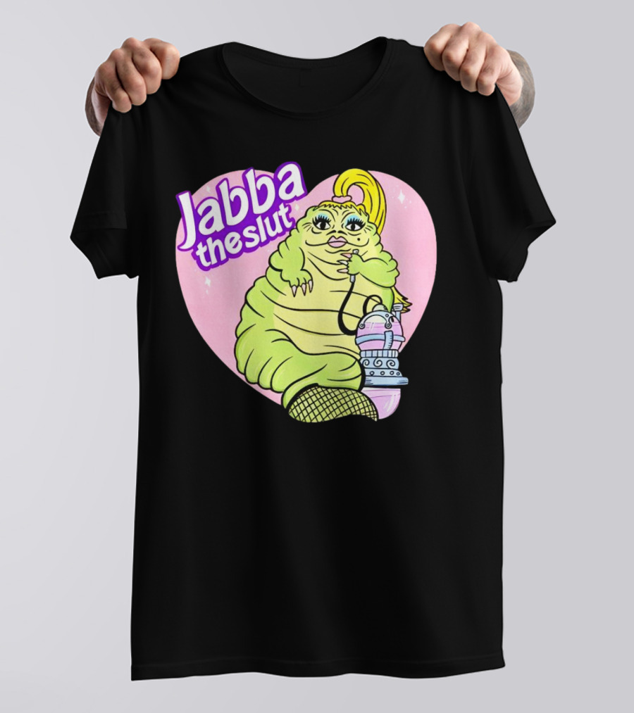 Jabba The Slut Parody Pink Heart Background T-Shirt