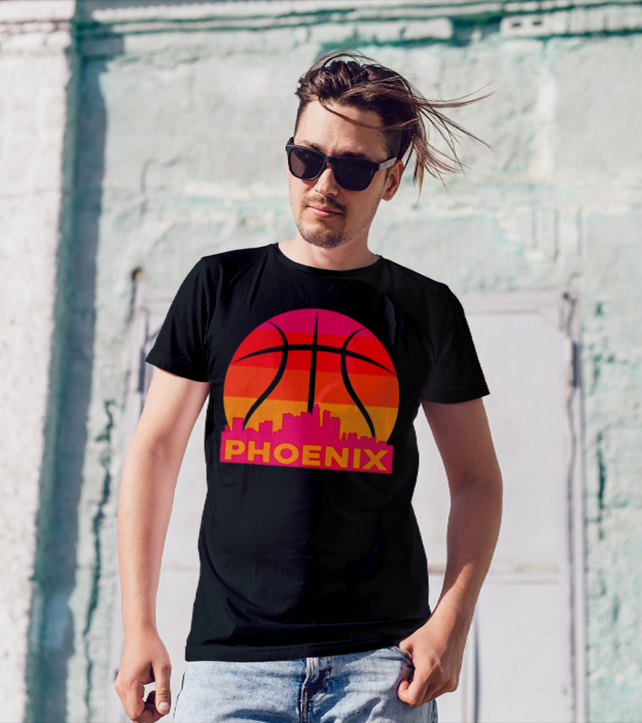Phoenix Suns Sunset Basketball Skyline T-Shirt