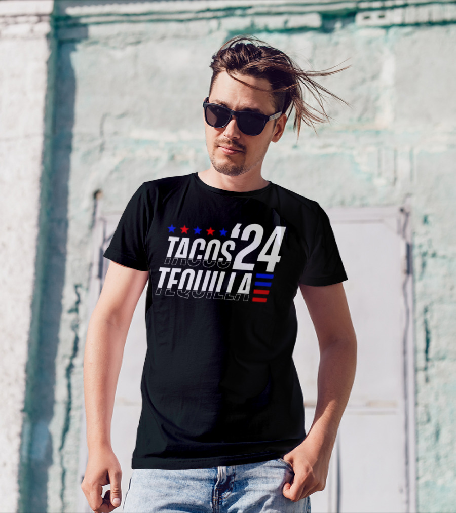 Tacos Tequila 24 Stars Red Blue T-Shirt