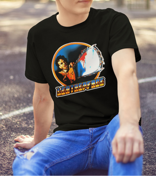 Texas Chainsaw Massacre Leatherface Vintage Horror Chrome Chainsaw T-Shirt