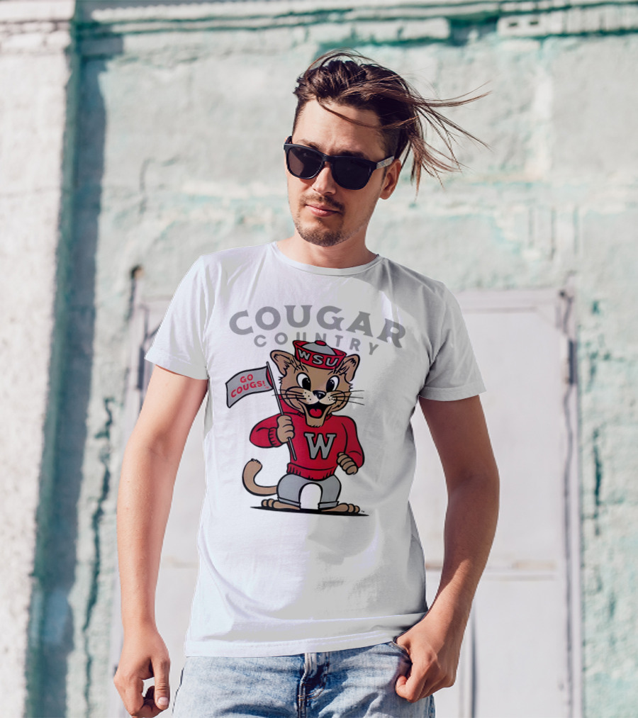 WSU Cougar Football Cougar Country Go Cougs Mascot T-Shirt
