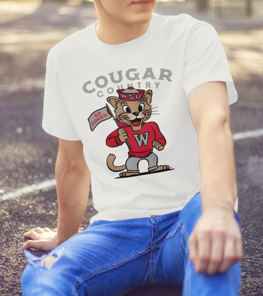 WSU Cougar Football Cougar Country Go Cougs Mascot T-Shirt