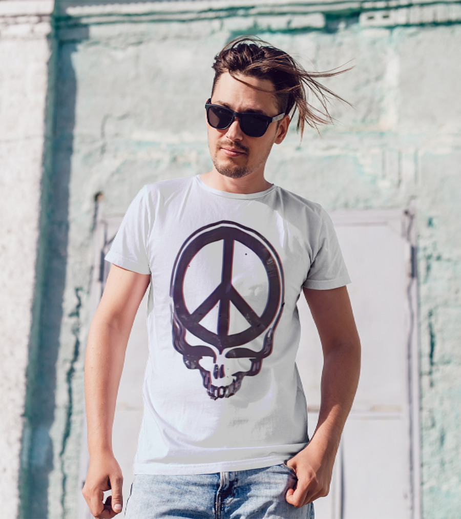 Peace Symbol Within Grateful Dead Skull T-Shirt