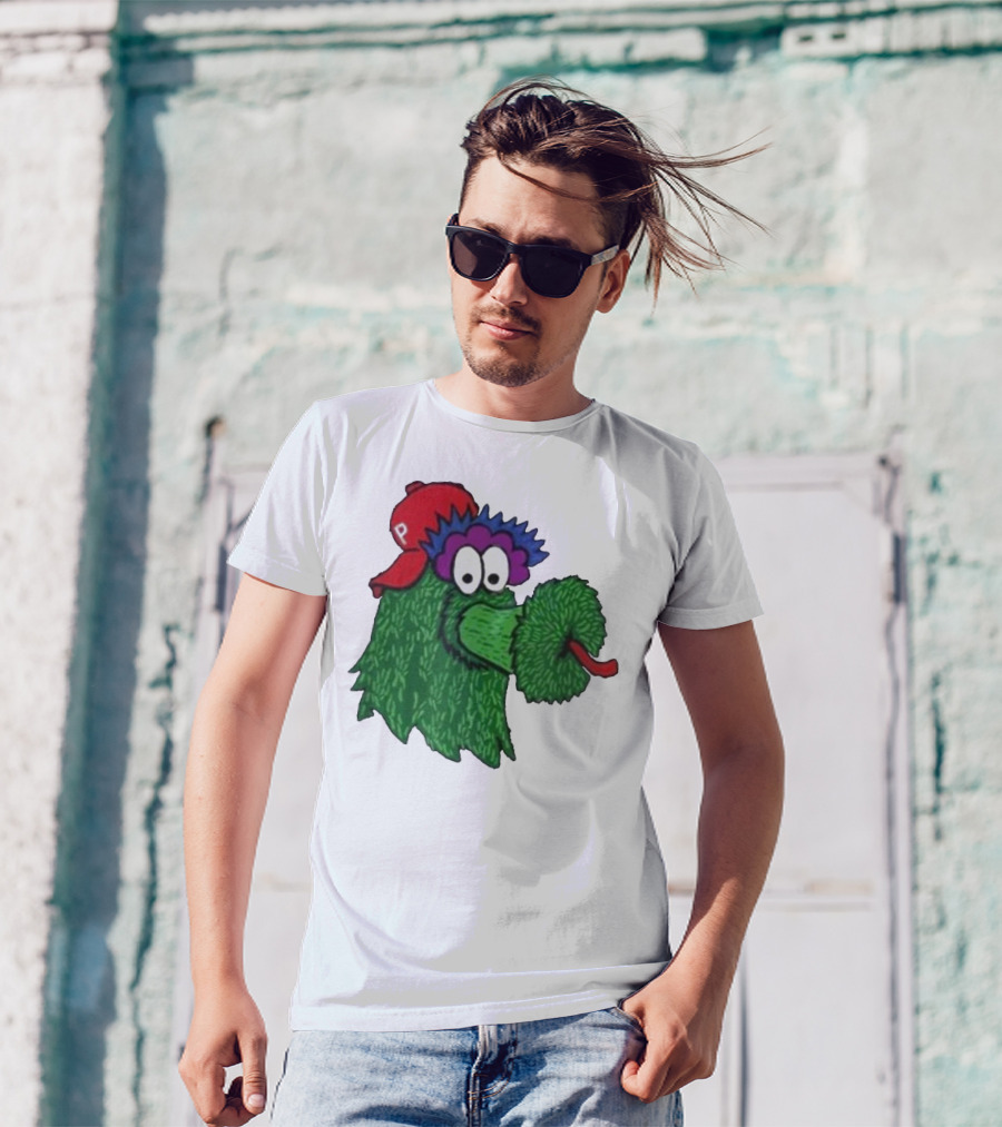 Phillie Phanatic Mascot Philadelphia Phillies Green Creature Red Cap T-Shirt