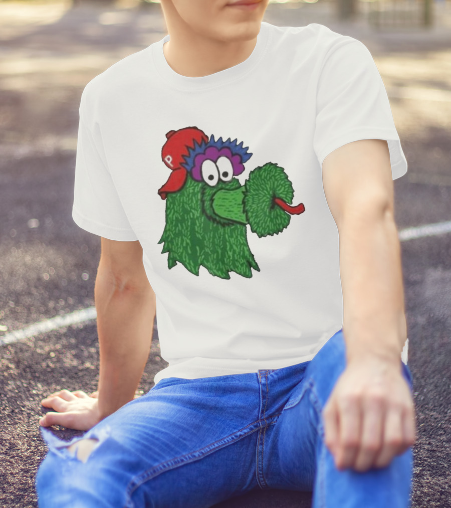 Phillie Phanatic Mascot Philadelphia Phillies Green Creature Red Cap T-Shirt