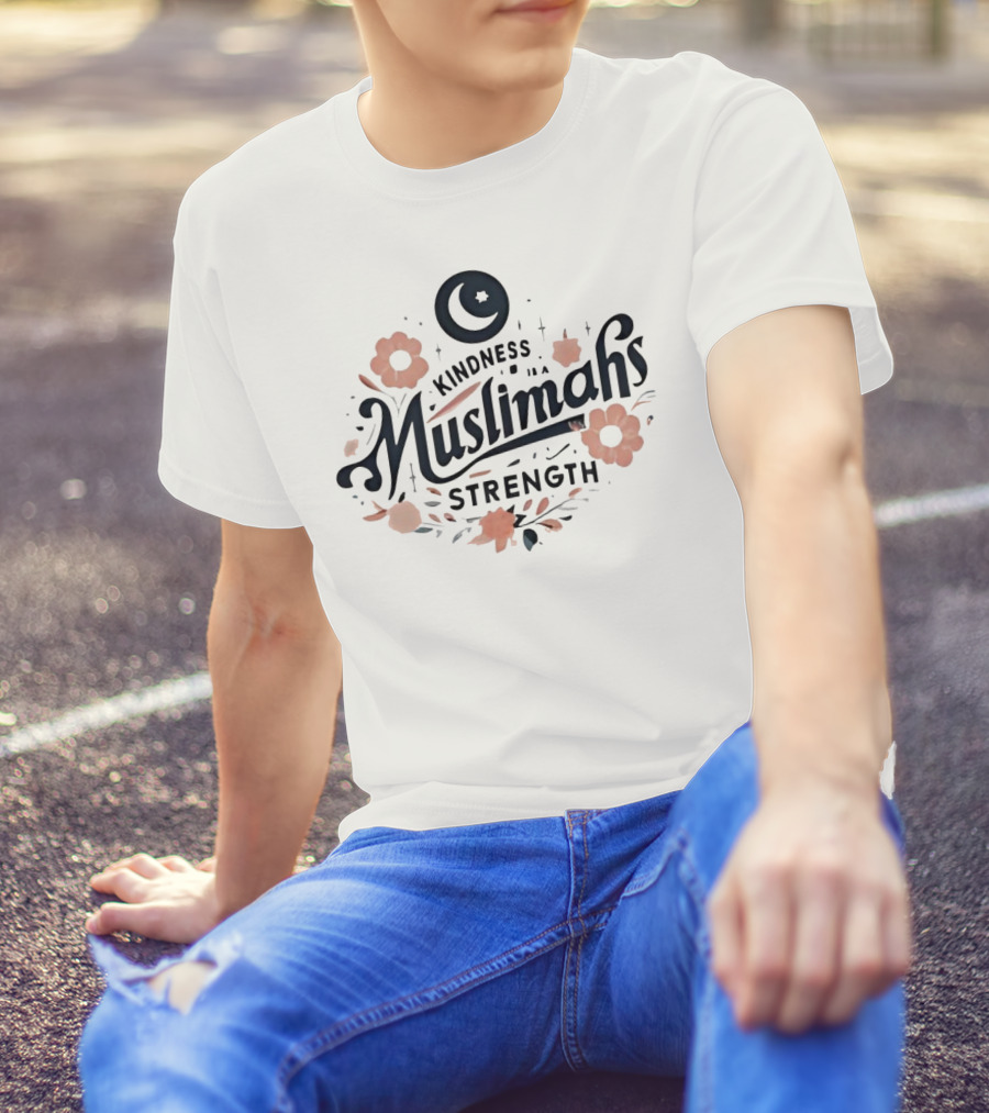 Kindness Muslimahs Strength Moon Floral Elements T-Shirt