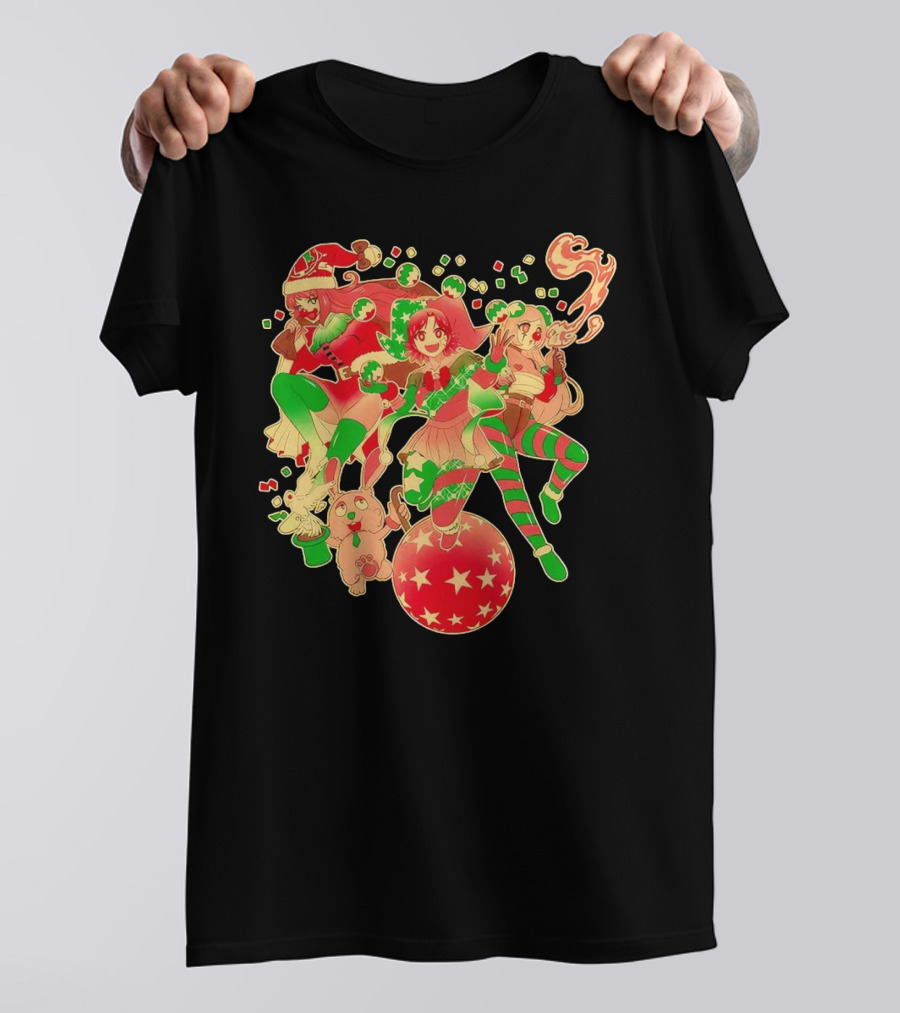 Merry Clownmas Coinbox Festive Characters With Snowflakes And Candy Canes T-Shirt