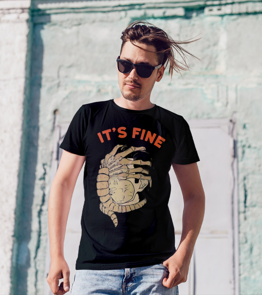 It's Fine Facehugger Skeleton T-Shirt