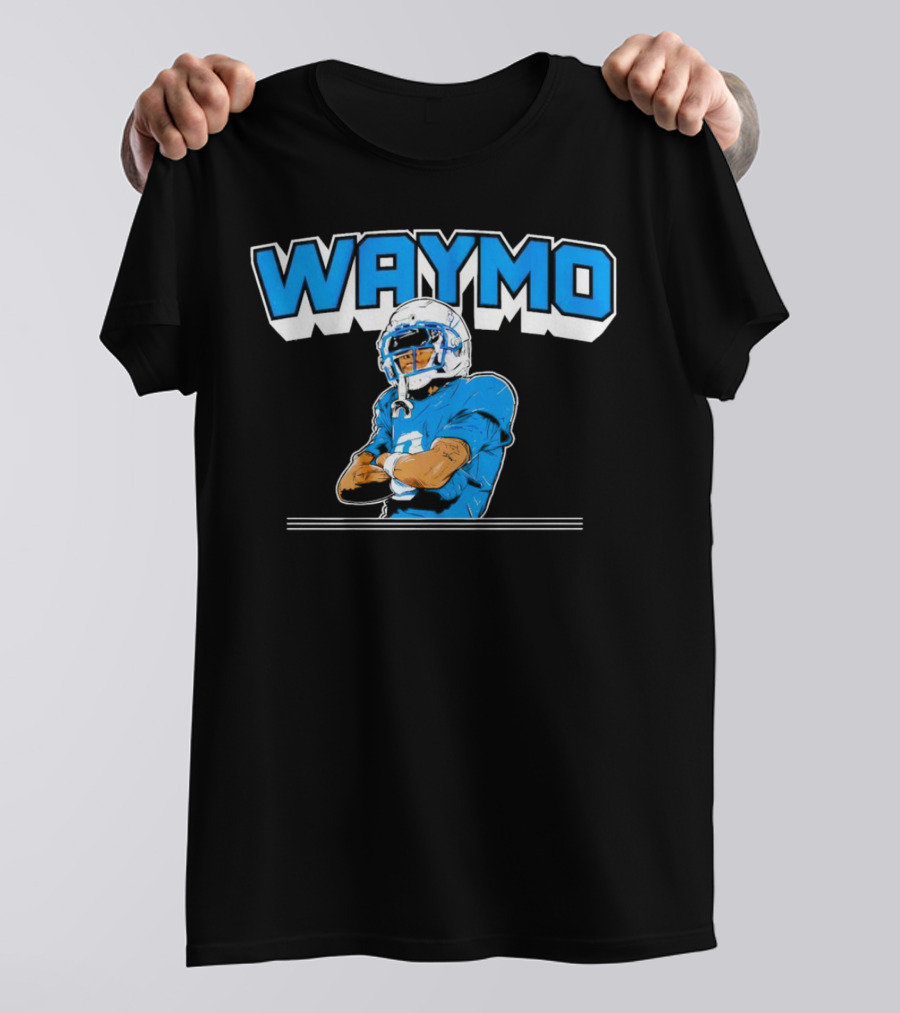 Waymo Football Player With Blue Jersey And Helmet T-Shirt