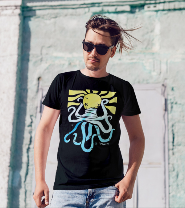 Mark Hoppus Octopus Sun Wave Palm Ocean Scene T-Shirt