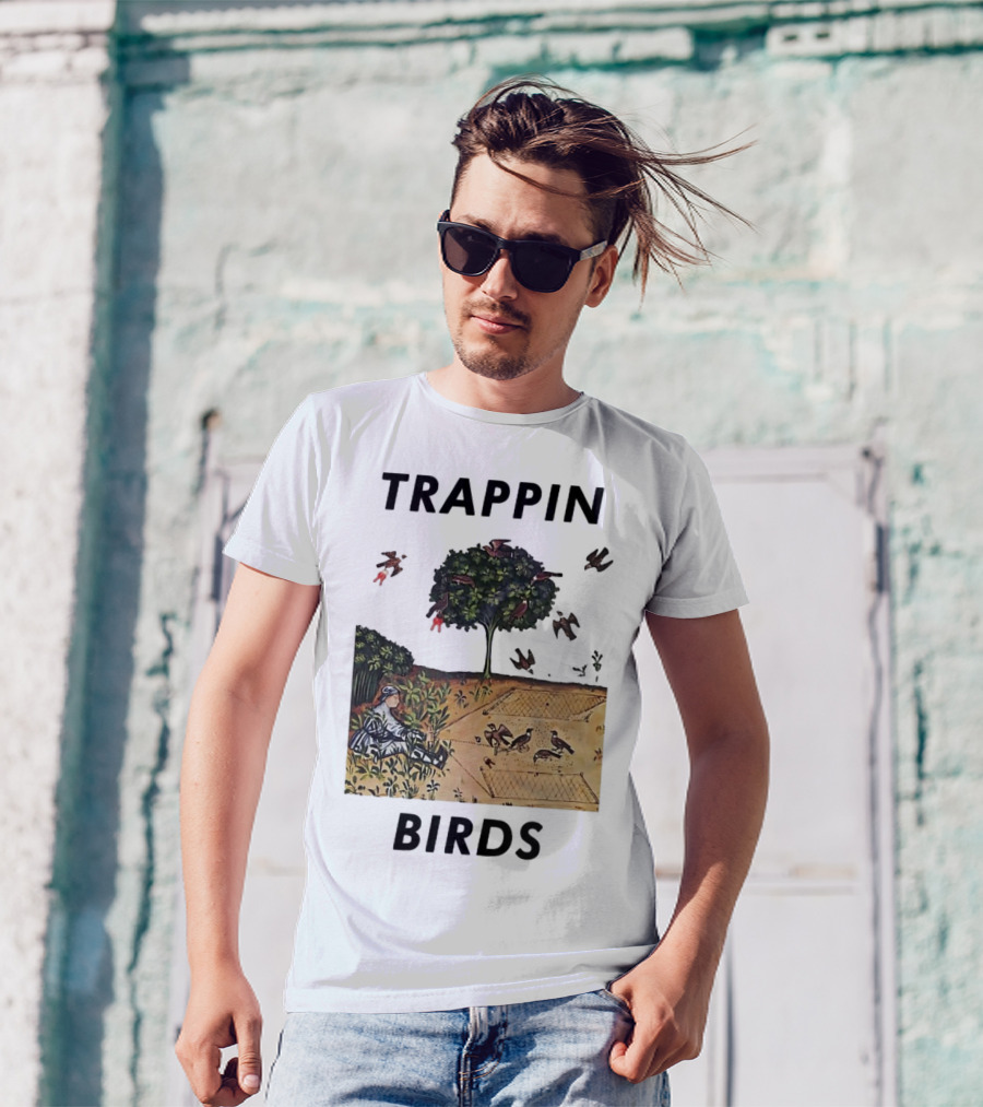 Trappin Birds Retro Medieval Hunting Scene T-Shirt