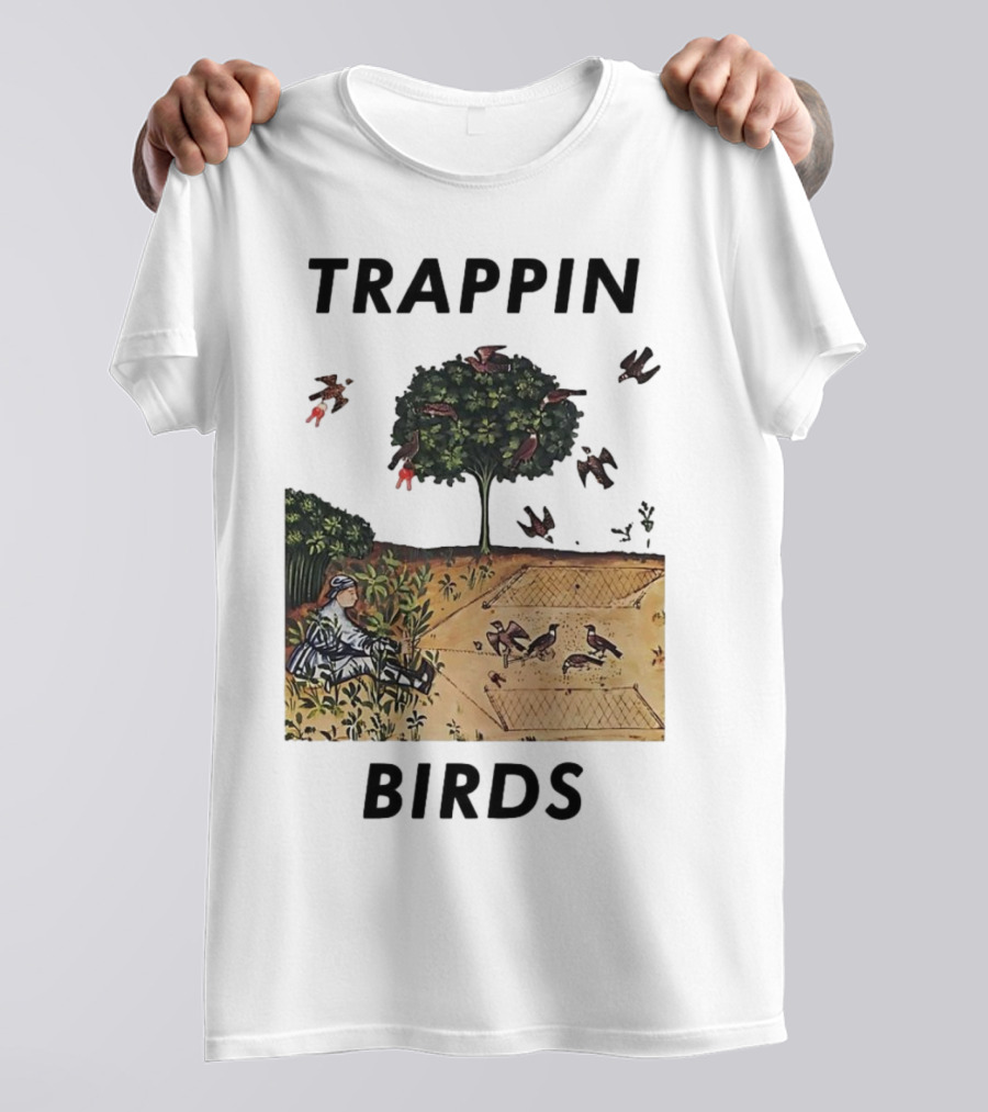 Trappin Birds Retro Medieval Hunting Scene T-Shirt