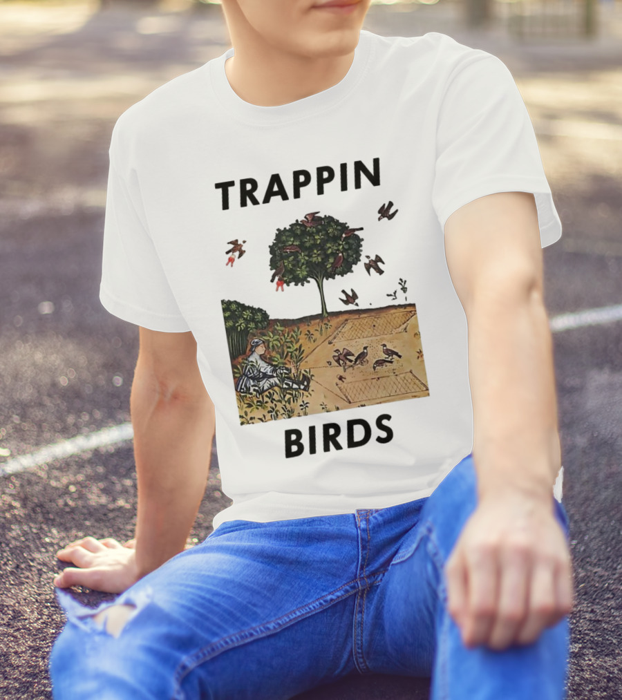 Trappin Birds Retro Medieval Hunting Scene T-Shirt