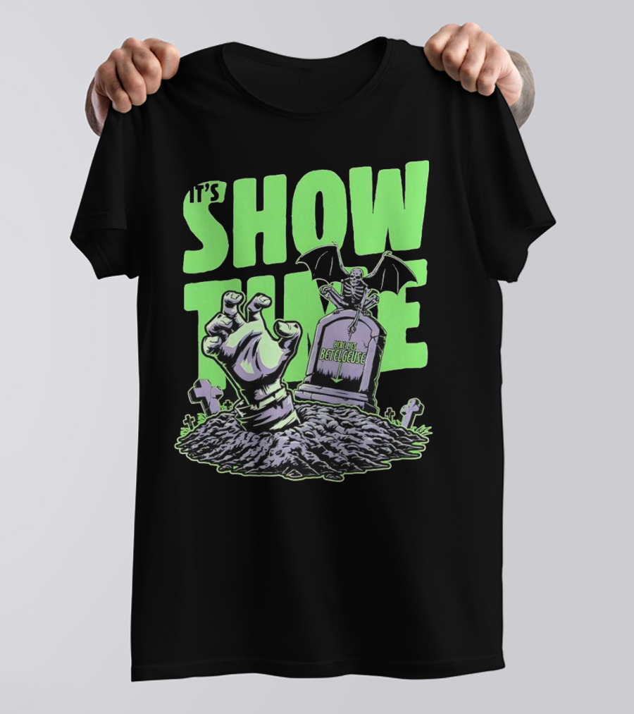 It's Showtime Here Lies Betelgeuse With Skeleton And Tombstone T-Shirt