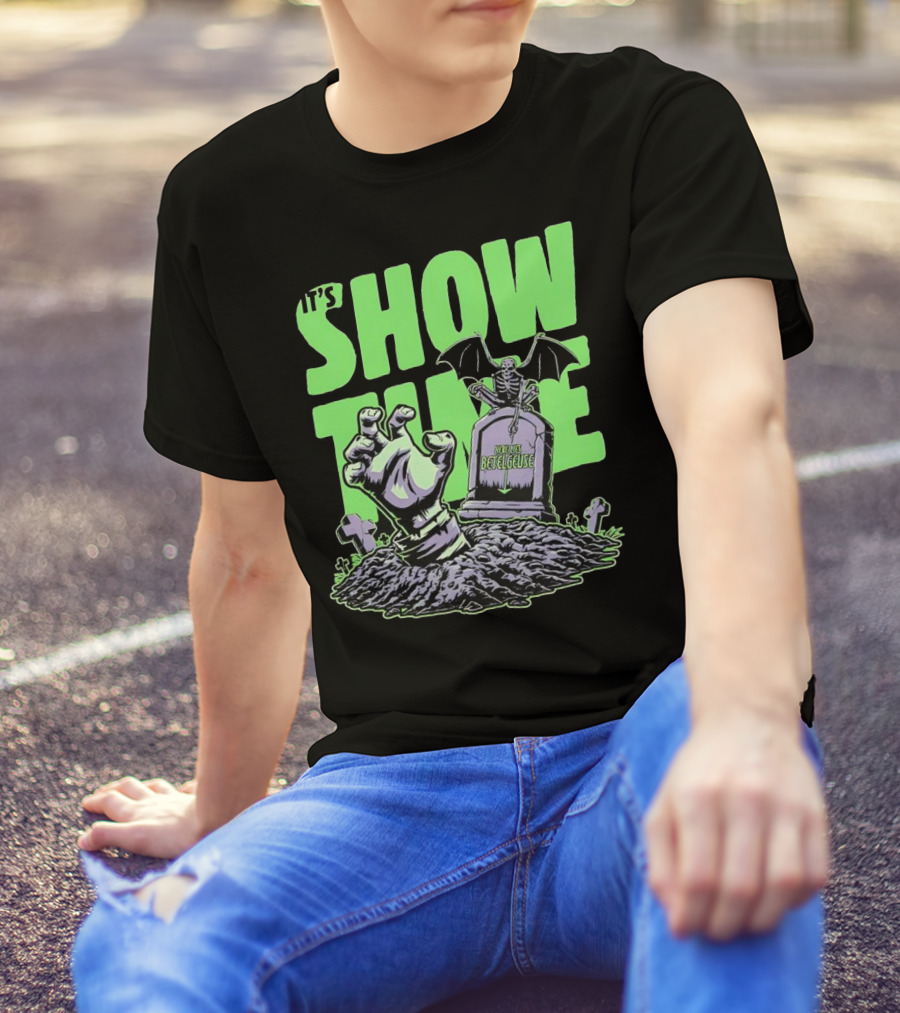It's Showtime Here Lies Betelgeuse With Skeleton And Tombstone T-Shirt
