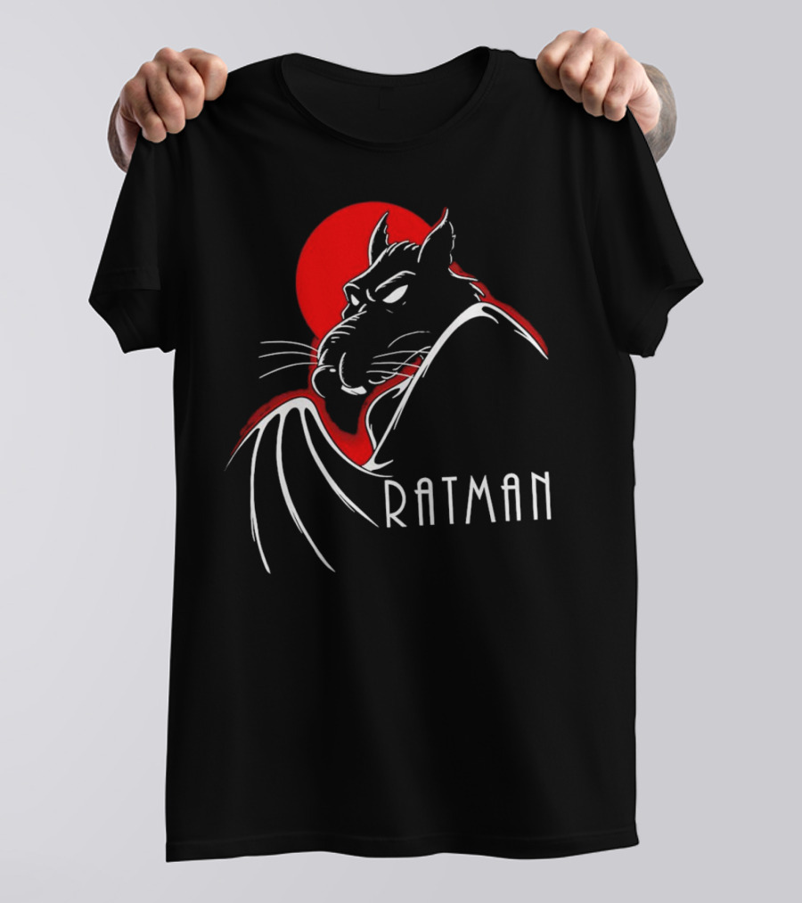 Ratman Splinter Shadow Against Red Moon In Batman T-Shirt