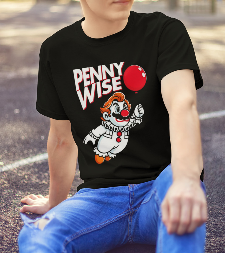 Pennywise Mario Mashup With Red Balloon T-Shirt
