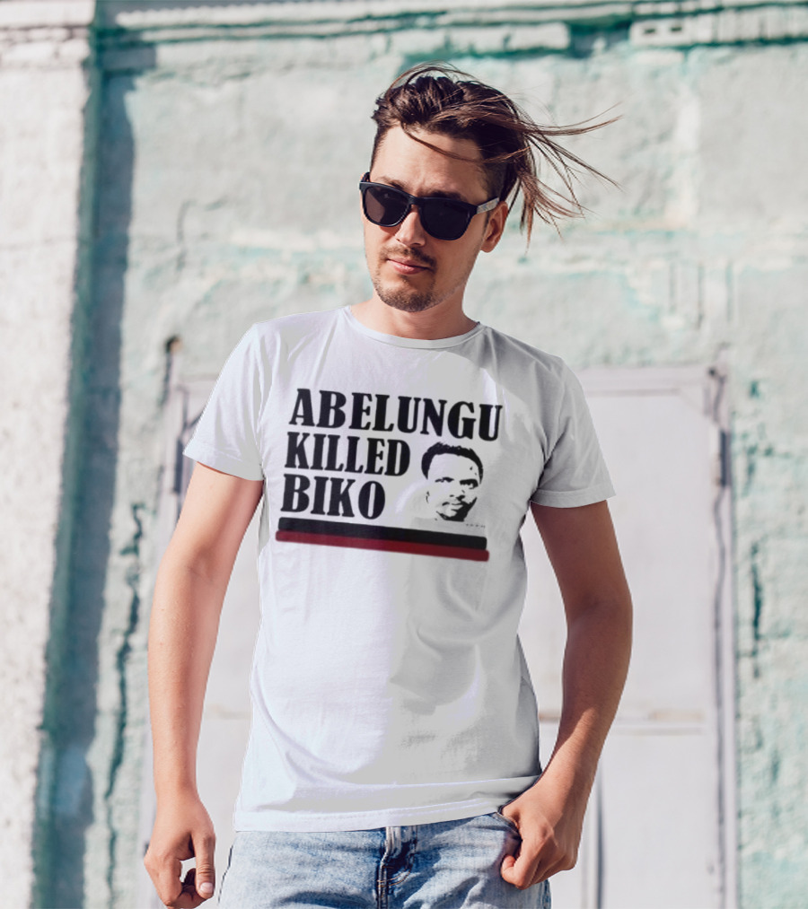 Abelungu Killed Biko Face Red Black Stripe T-Shirt