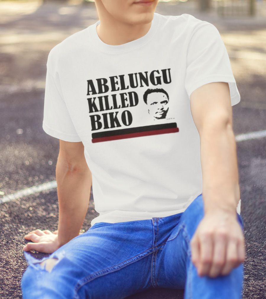 Abelungu Killed Biko Face Red Black Stripe T-Shirt