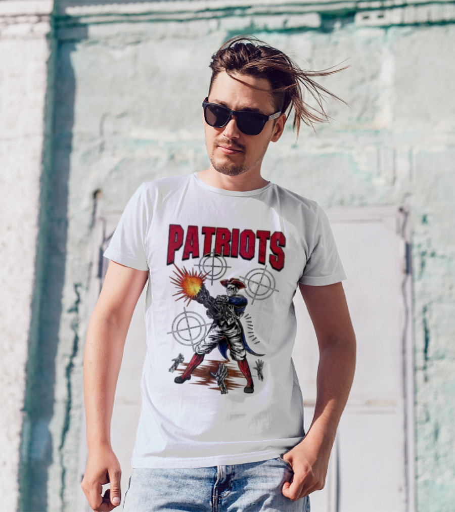 Patriots Skeleton Shooting With Rifle And Targets T-Shirt