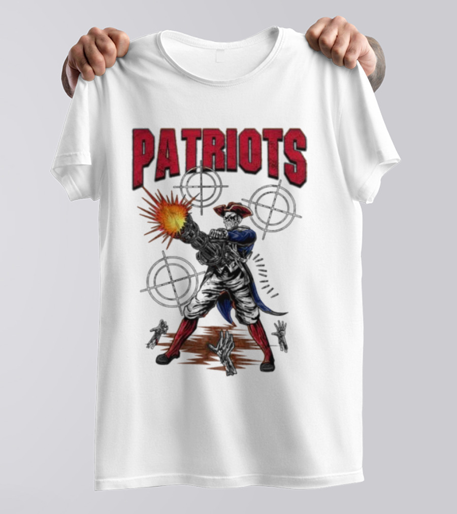 Patriots Skeleton Shooting With Rifle And Targets T-Shirt