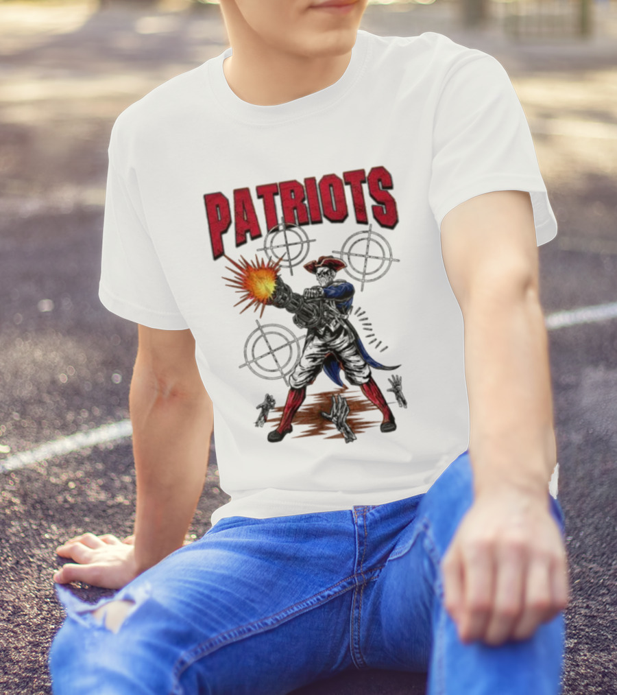 Patriots Skeleton Shooting With Rifle And Targets T-Shirt
