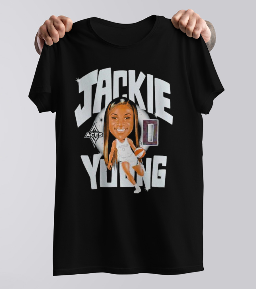 Jackie Young Las Vegas Aces Basketball Caricature T-Shirt