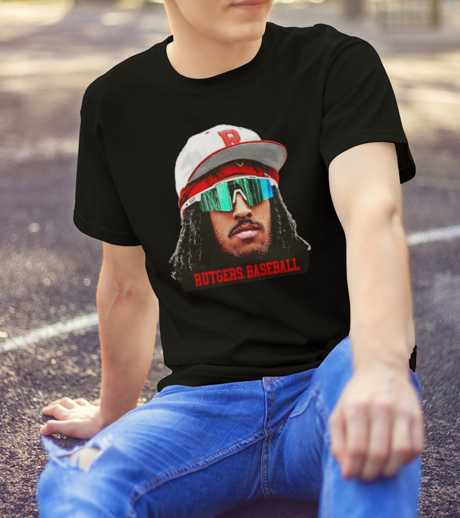 Rutgers Baseball Josh Kuroda-Grauer Scarlet Knights Big Head T-Shirt