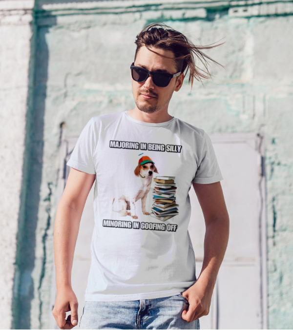 Majoring In Being Silly Minoring In Goofing Off With A Colorful Cap-Wearing Dog And Stack Of Books T-Shirt