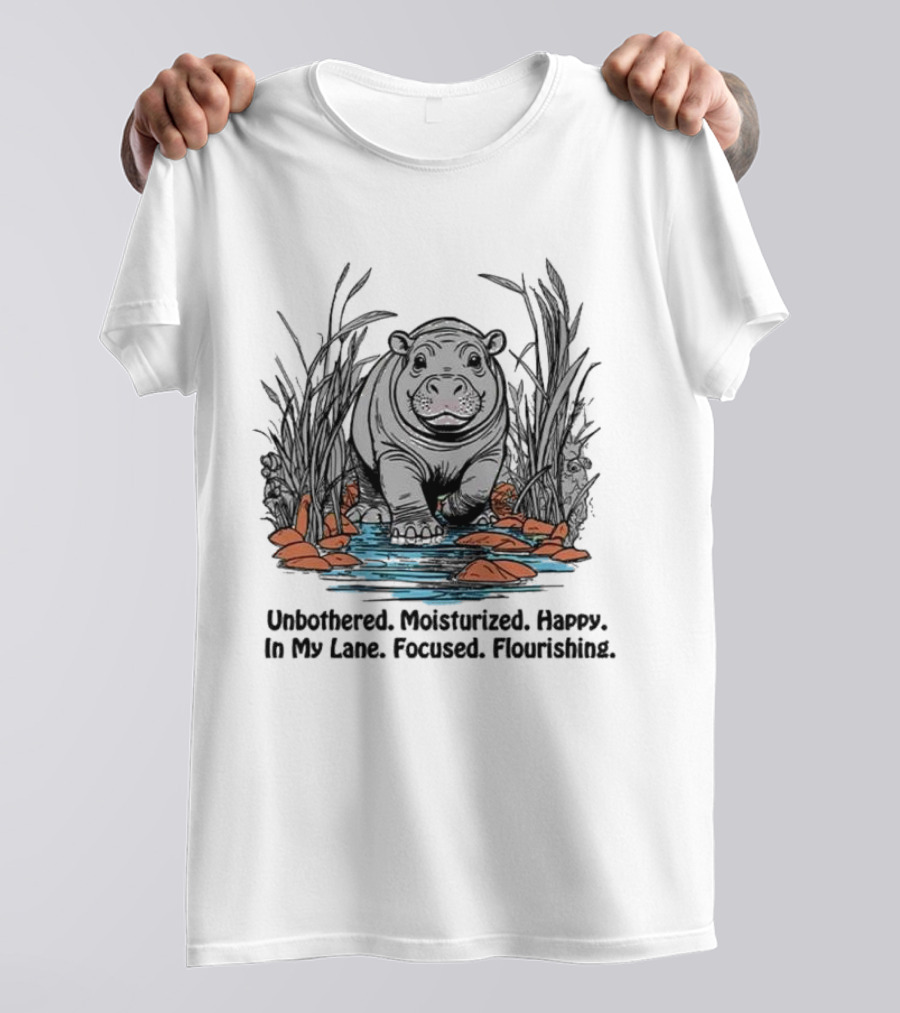 Unbothered Moisturized Happy Hippo In My Lane Focused Flourishing T-Shirt