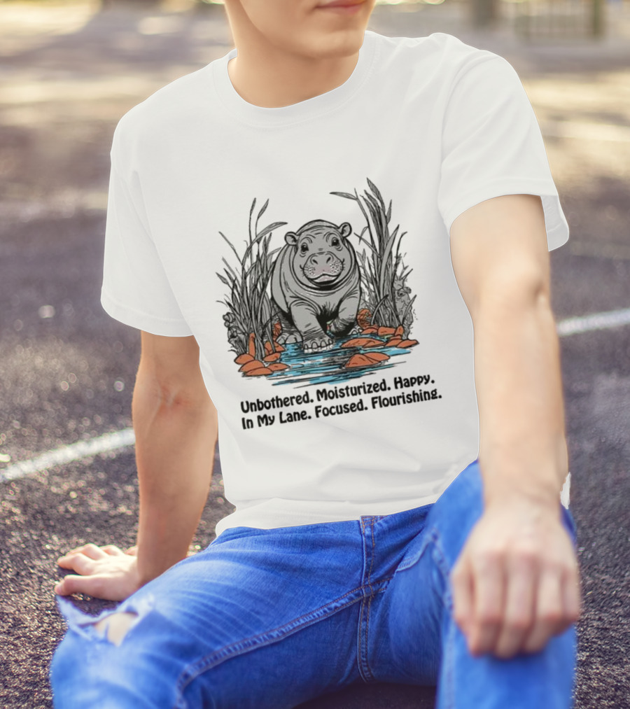 Unbothered Moisturized Happy Hippo In My Lane Focused Flourishing T-Shirt