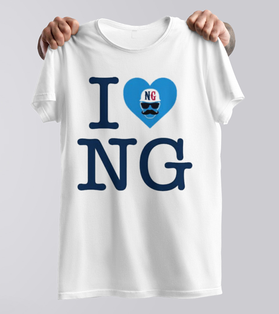 I Love NG Heart Icon With Mustache And Cap T-Shirt