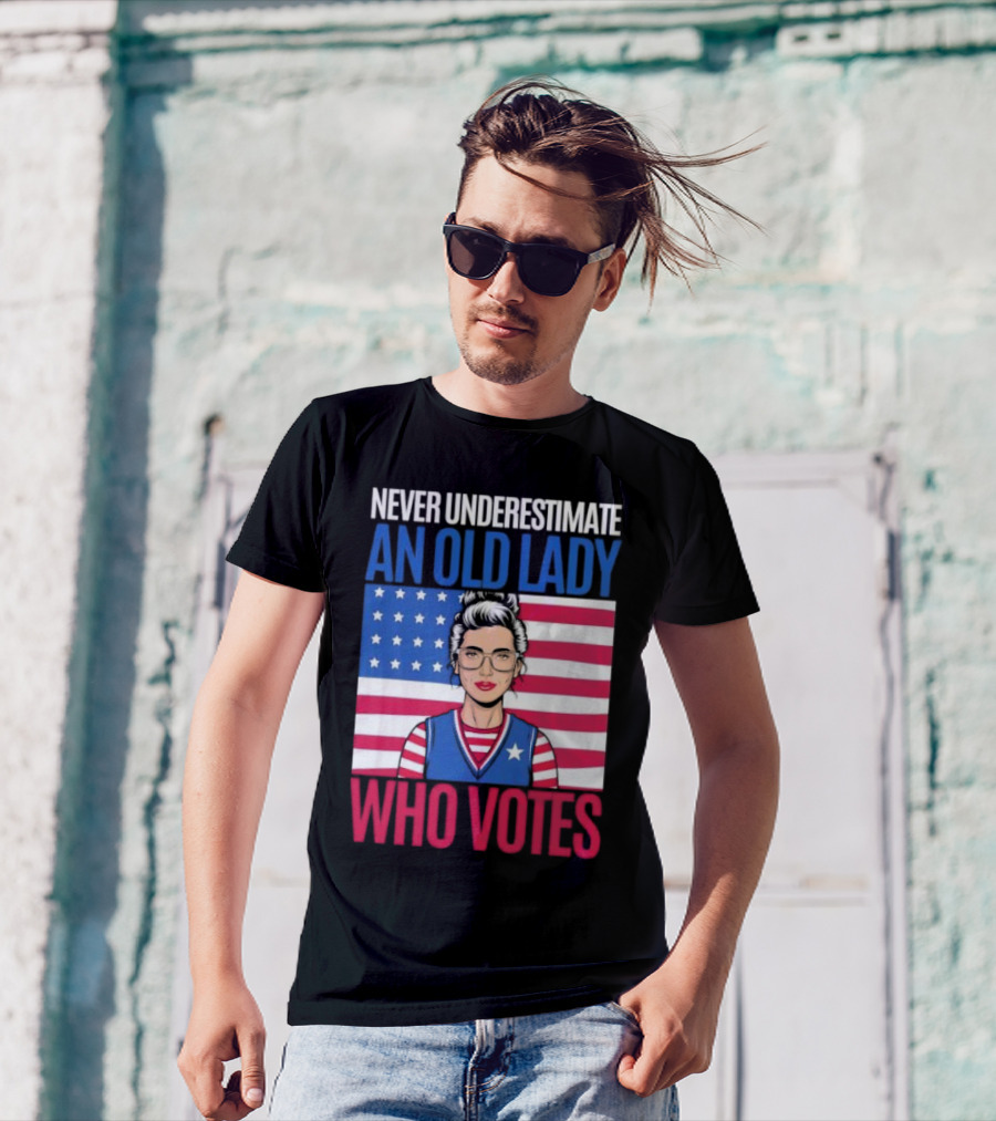 Never Underestimate An Old Lady Who Votes US Flag Iconic T-Shirt