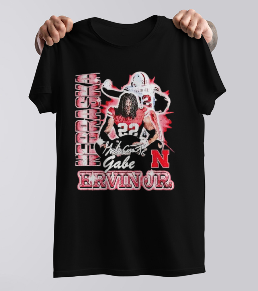 Nebraska Cornhuskers Gabe Ervin Jr. Signature Retro Football 22 T-Shirt