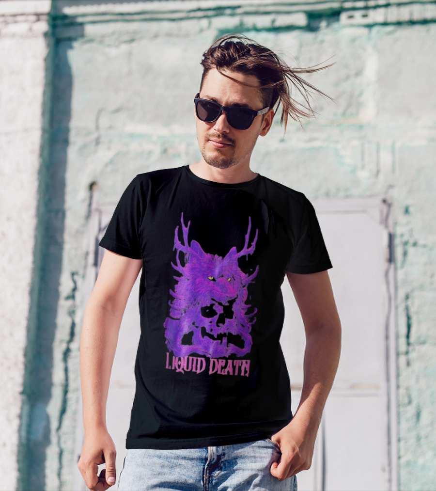Liquid Death Purple Deathwolf Skull T-Shirt
