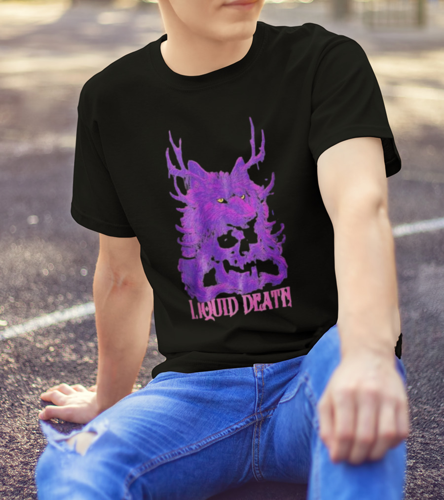 Liquid Death Purple Deathwolf Skull T-Shirt