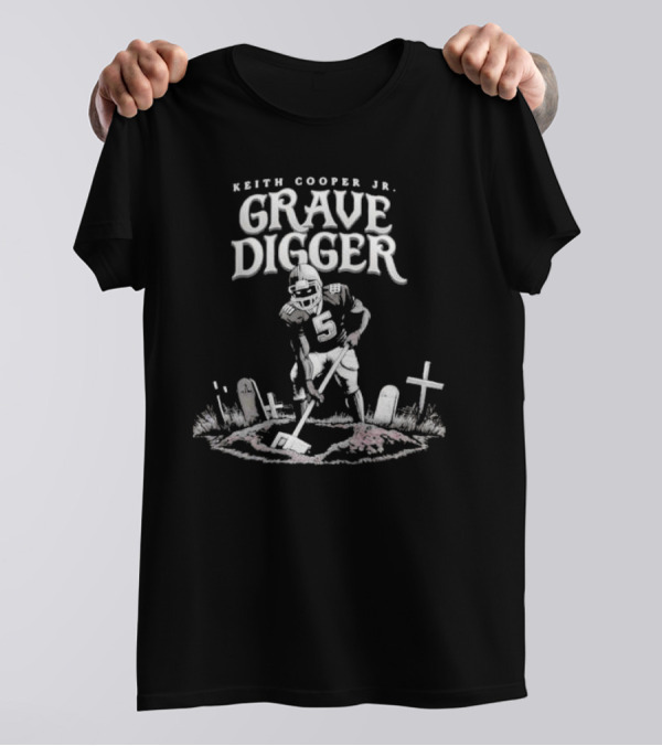 Keith Cooper Jr Grave Digger Football Player With Shovel Graveyard Scene T-Shirt
