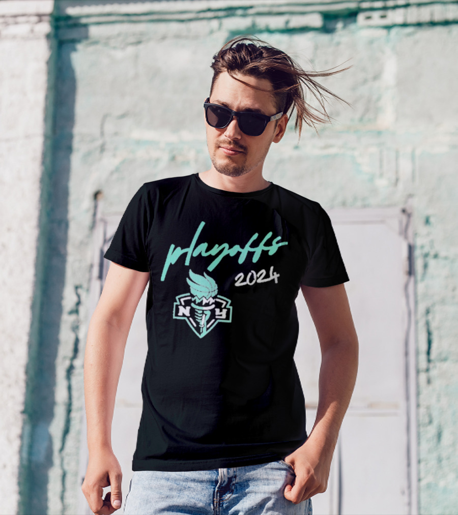 New York Liberty Playoffs 2024 WNBA Glow-in-the-Dark Round21 T-Shirt