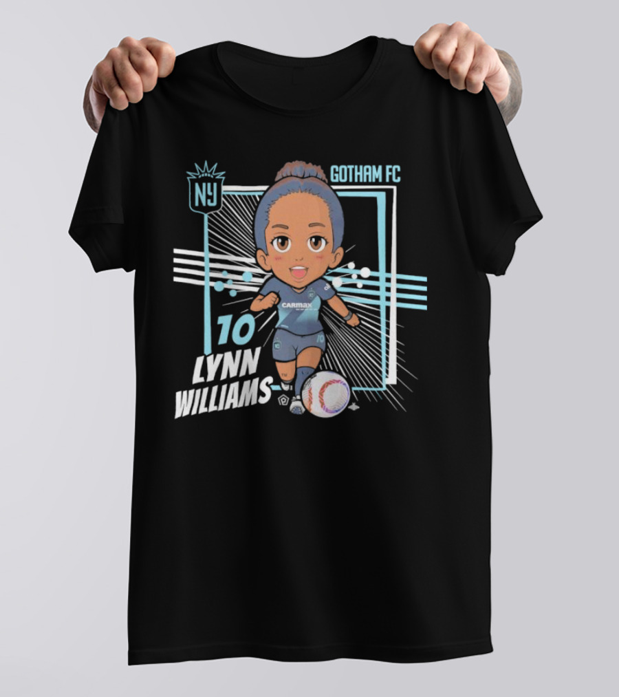 NJ NY Gotham FC Lynn Williams 10 Chibi Character Black T-Shirt