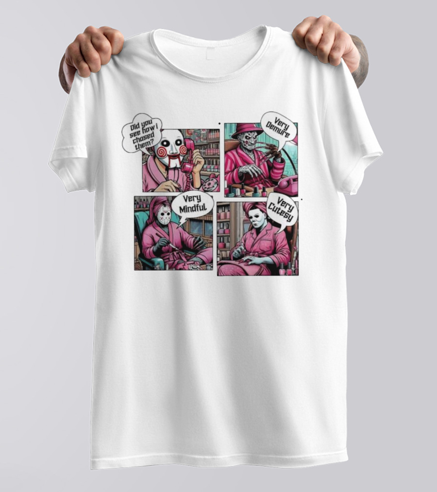 Pink Scary Halloween Nightmare Very Demure Very Mindful Very Cutesy T-Shirt