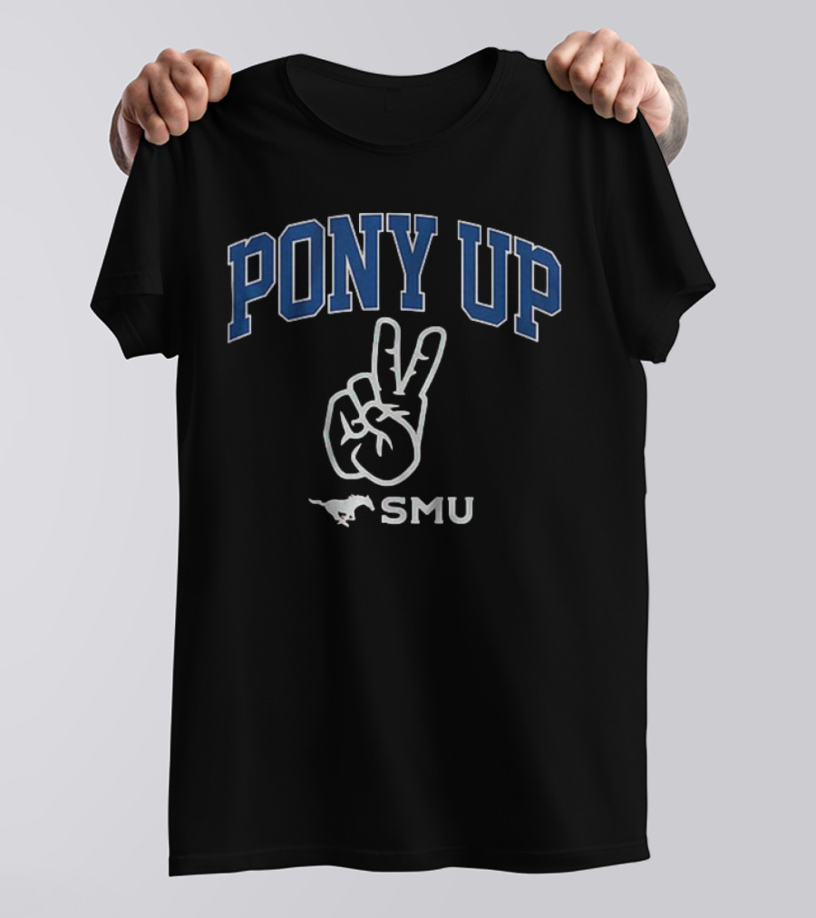 PONY UP SMU Peace Sign Mustang T-Shirt